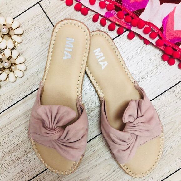 Mia Kensi blush bow slides Espadrilles size 8.5 - Picture 1 of 8